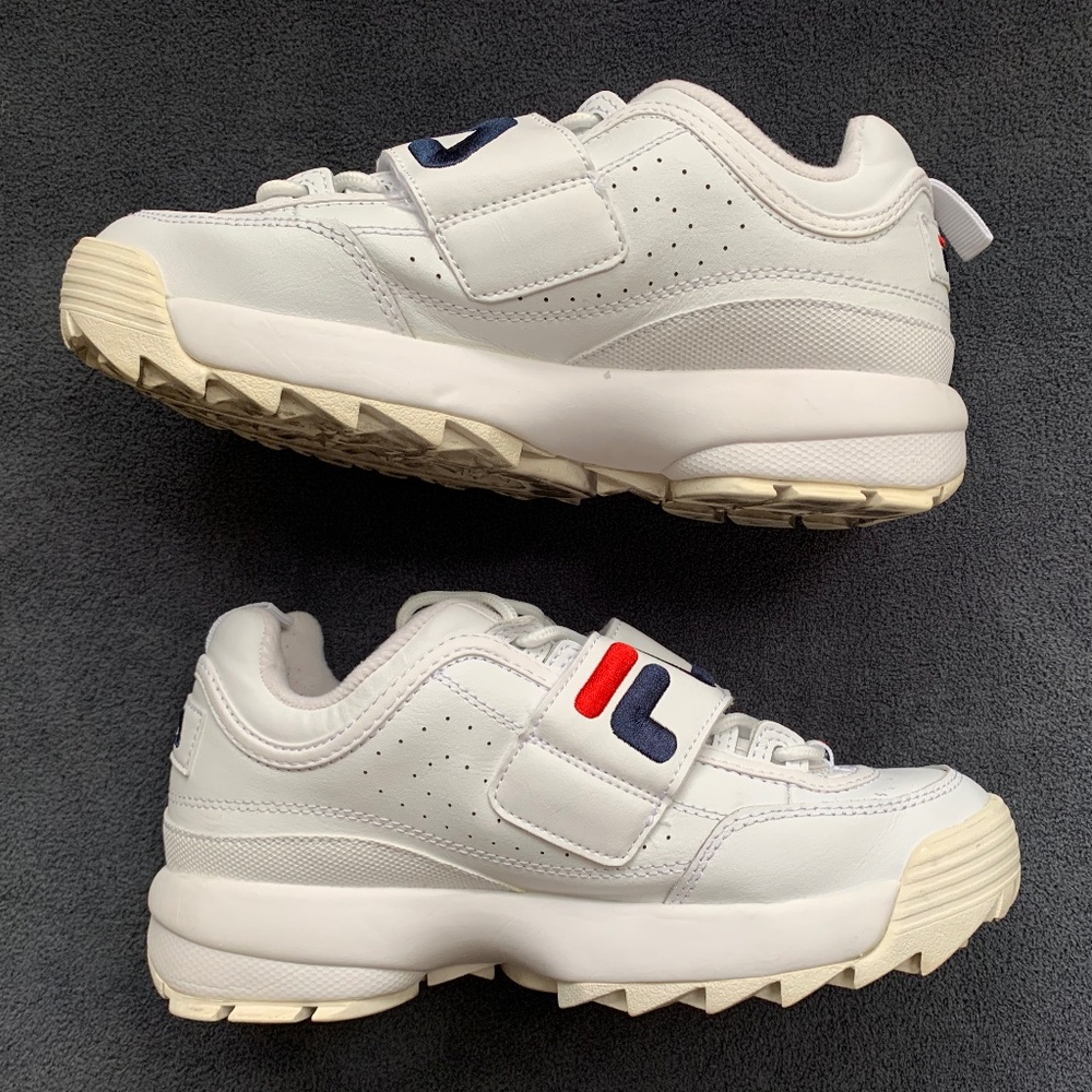 Fila Disruptor II Premium Strap Sneakers – White/Navy/Red – Women’s 7.5 - Picture 3 of 8